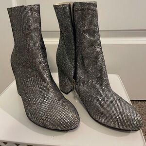 Silver Glitter Ankle Boots